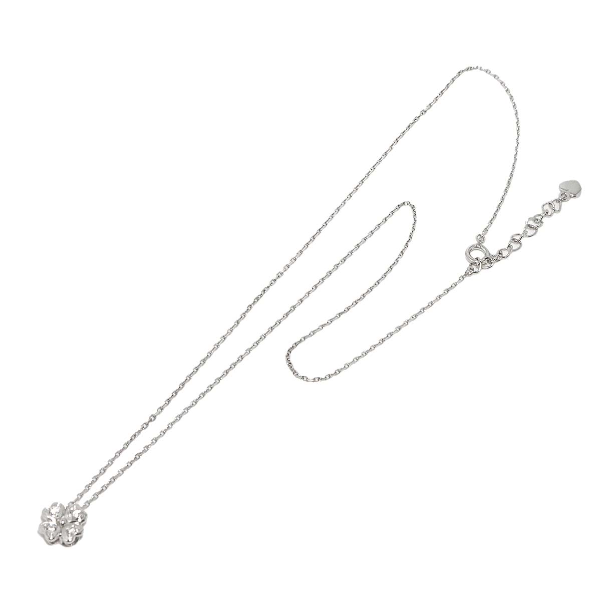 Diamond 0.07ct Clover Necklace 18K White Gold 750