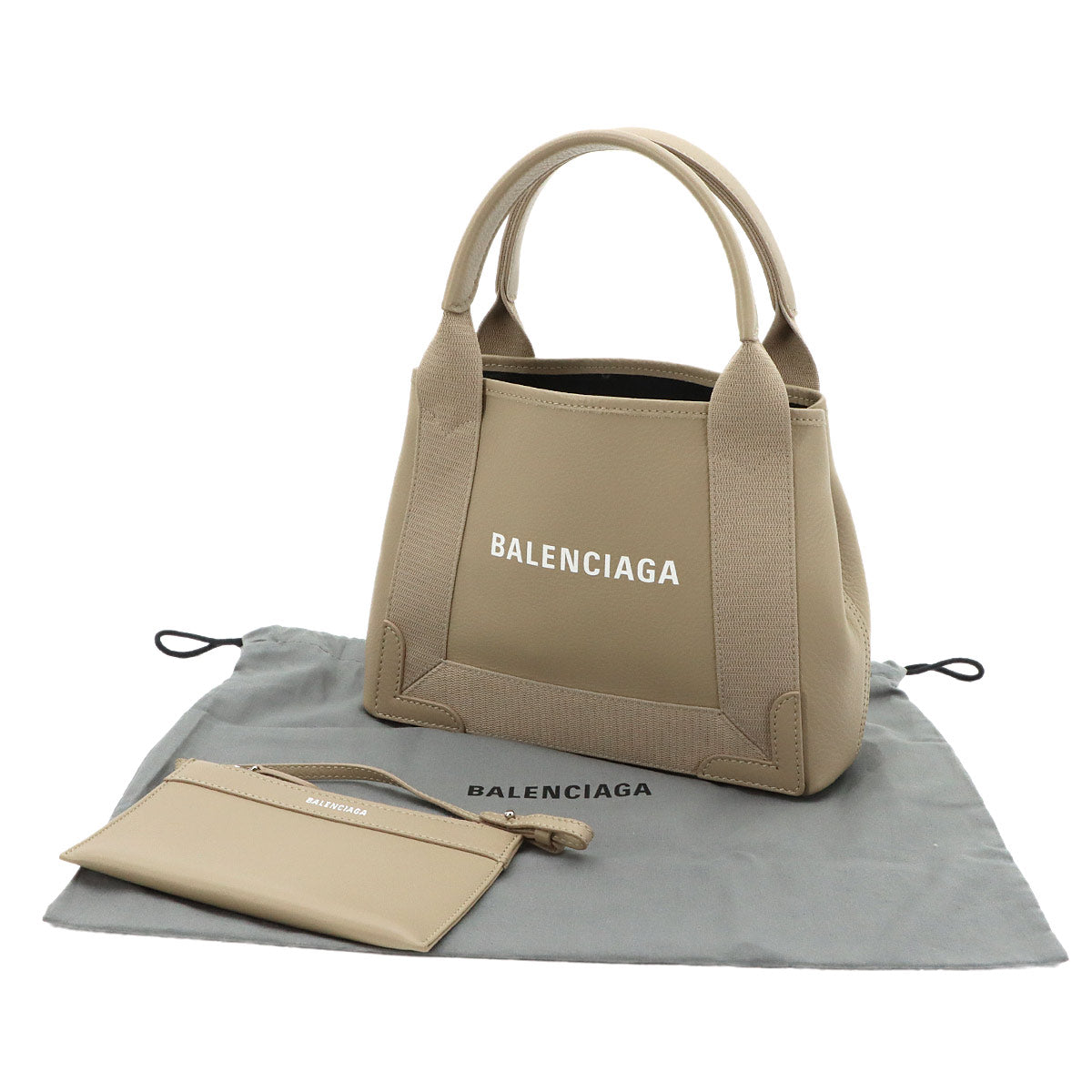 Navy XS Cabas Tote Bag Leather Beige 390346