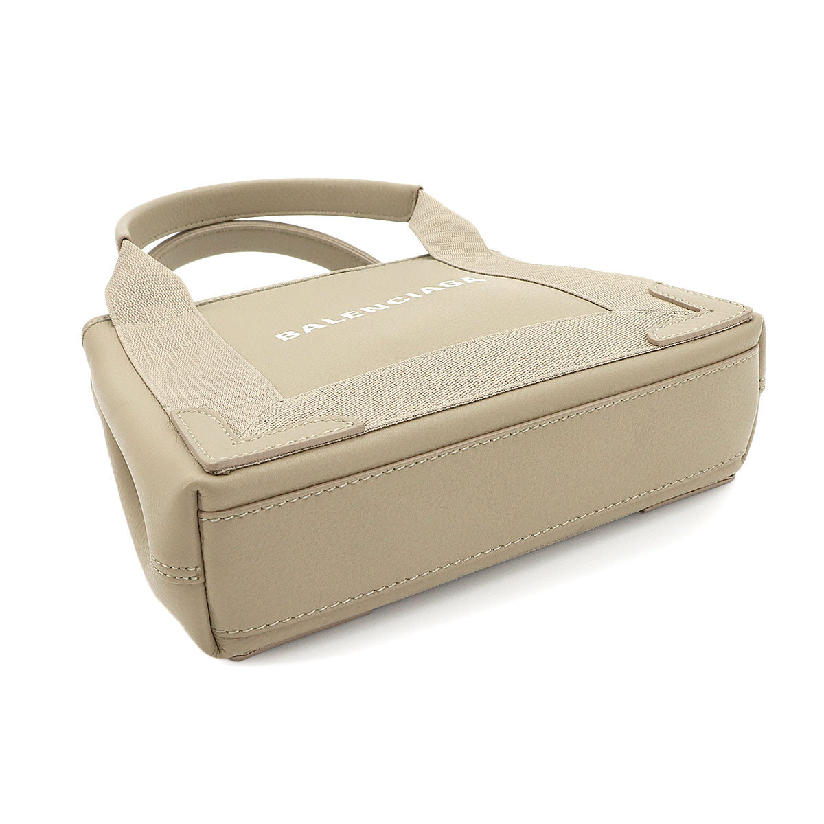 Navy XS Cabas Tote Bag Leather Beige 390346