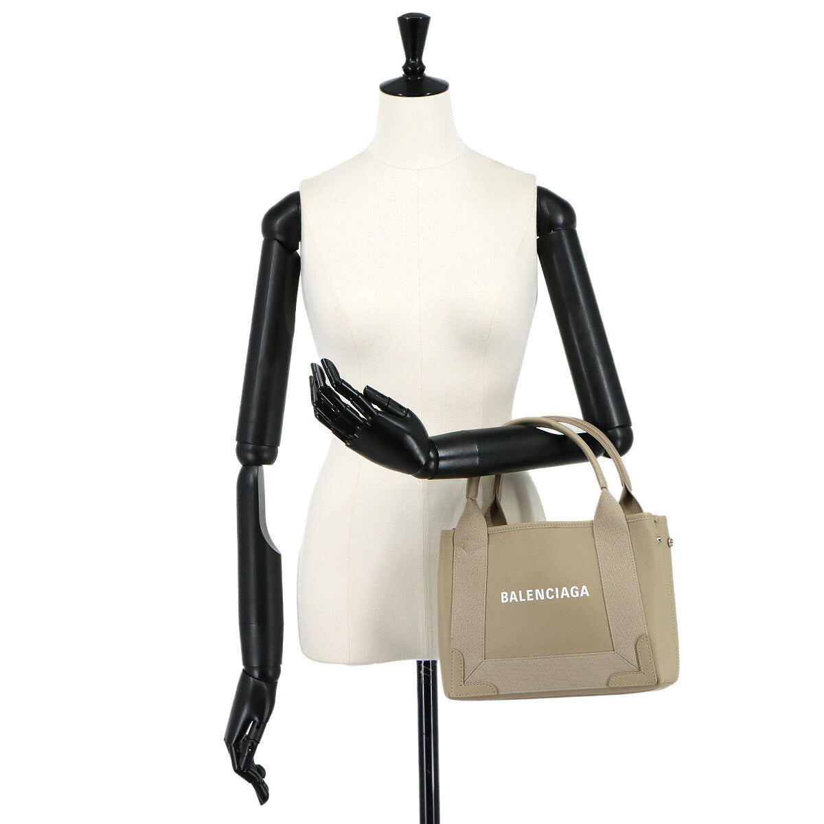 Navy XS Cabas Tote Bag Leather Beige 390346