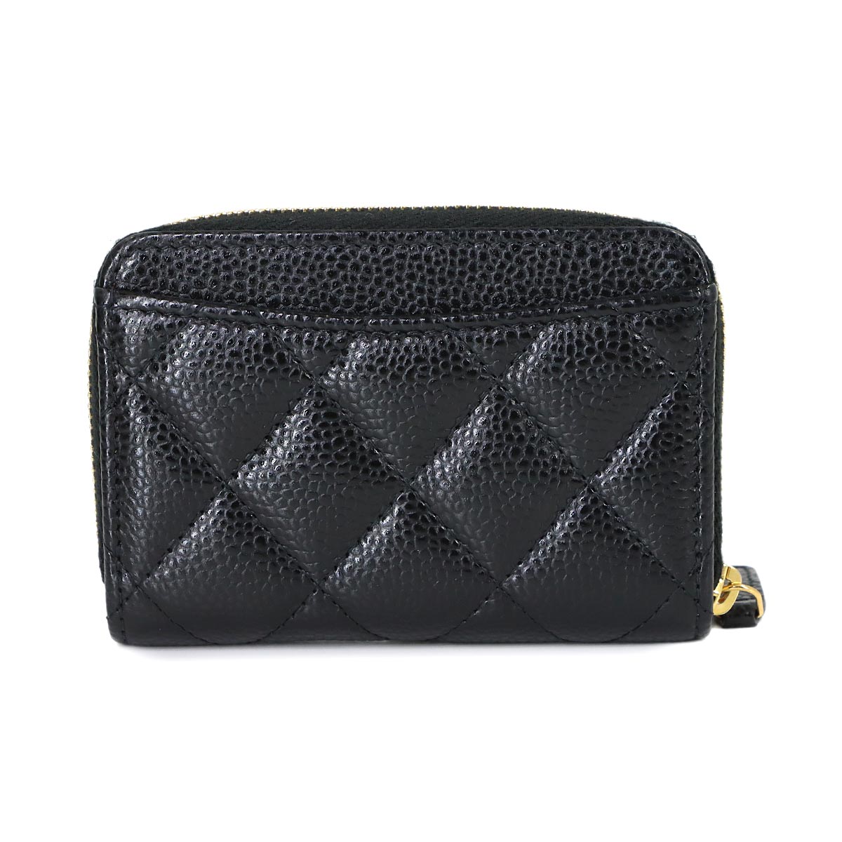 Matelasse Classic Zipped Coin Purse Leather Black AP0216