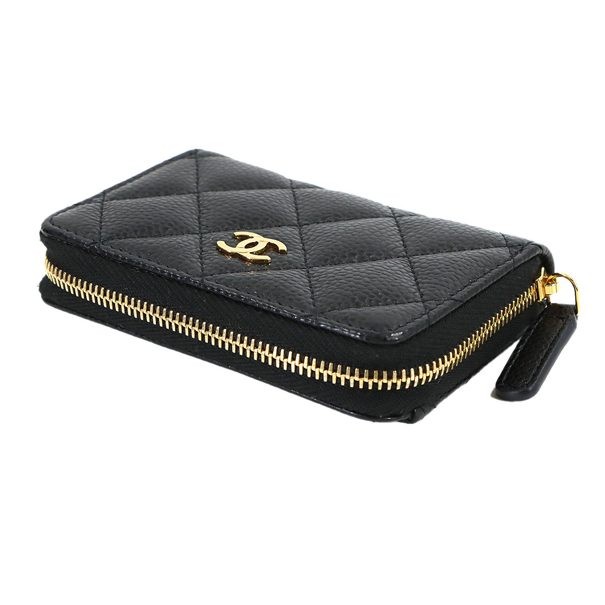 Matelasse Classic Zipped Coin Purse Leather Black AP0216