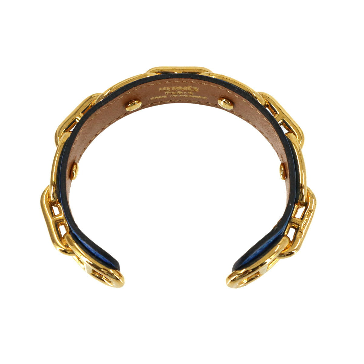 Chaine d'Ancre Leather Bangle Bracelet Blue Gold