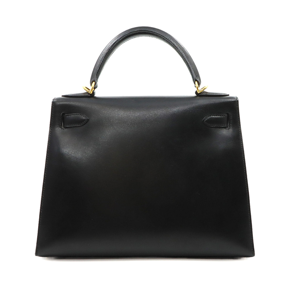 Kelly 28 Box Calf Black 2way Hand Shoulder Bag Purse