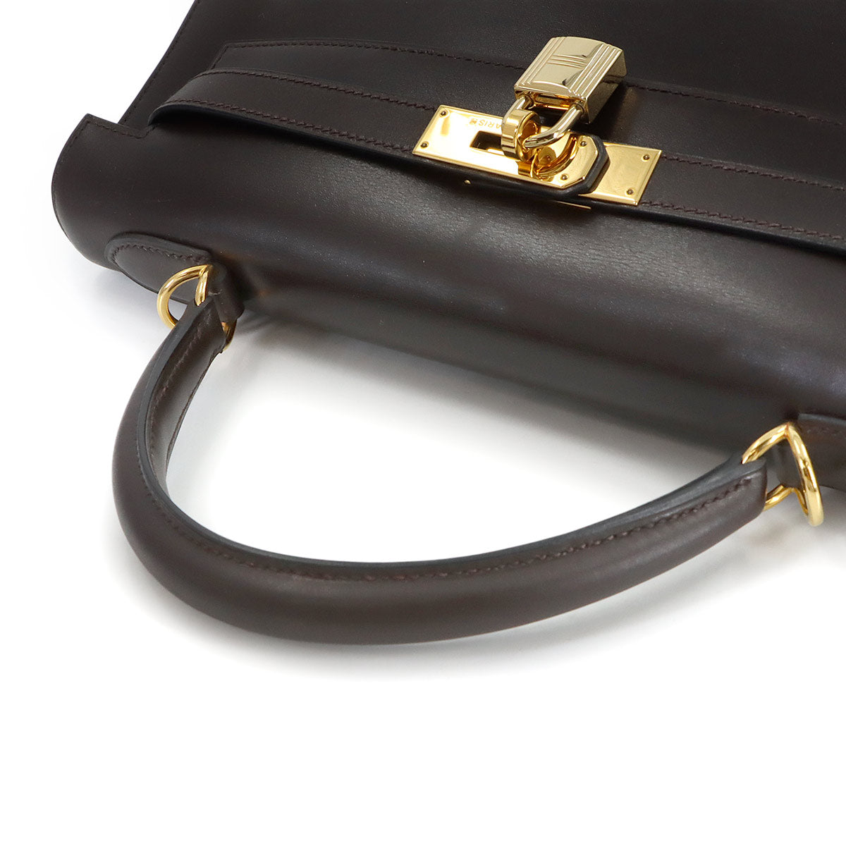Kelly 32 Box calf Chocolat Hand Shoulder Bag Purse