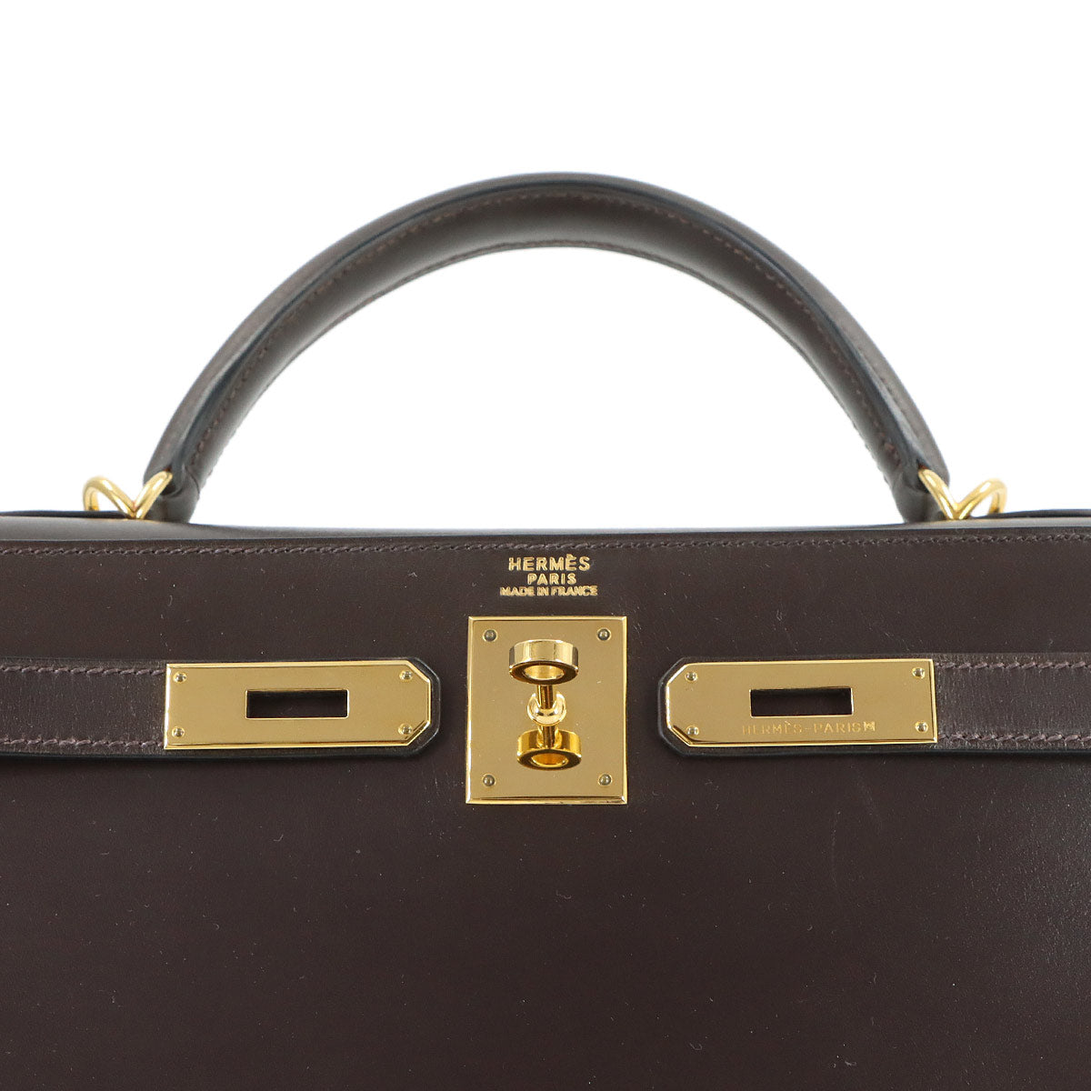 Kelly 32 Box calf Chocolat Hand Shoulder Bag Purse