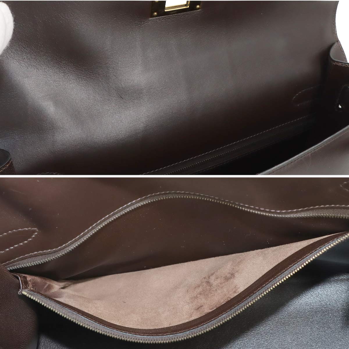 Kelly 32 Box calf Chocolat Hand Shoulder Bag Purse