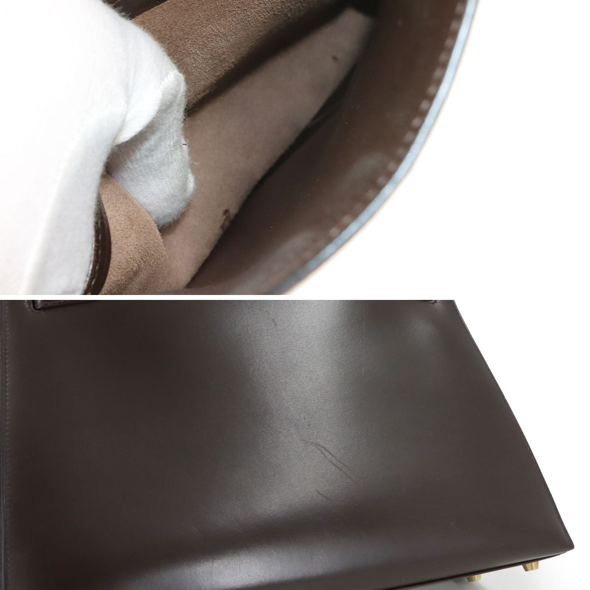 Kelly 32 Box calf Chocolat Hand Shoulder Bag Purse