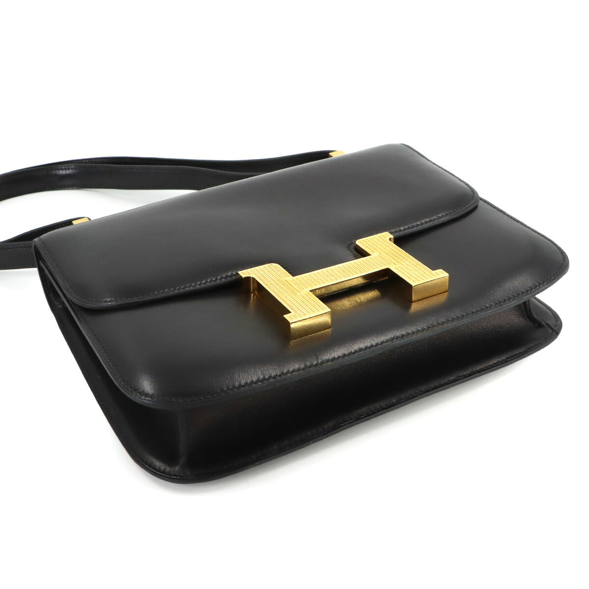 Constance 23 Shoulder Bag Box Calf Leather Black Guilloche