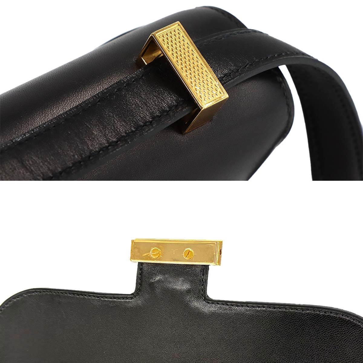 Constance 23 Shoulder Bag Box Calf Leather Black Guilloche