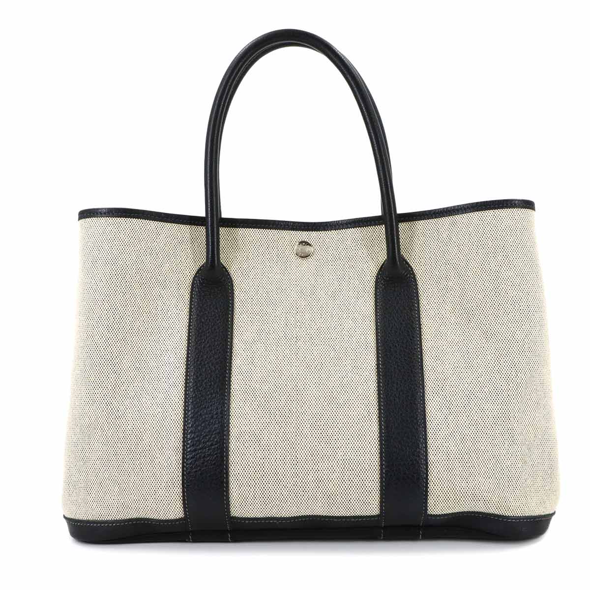 Garden Party PM Tote Bag Toile H Leather Black Gray