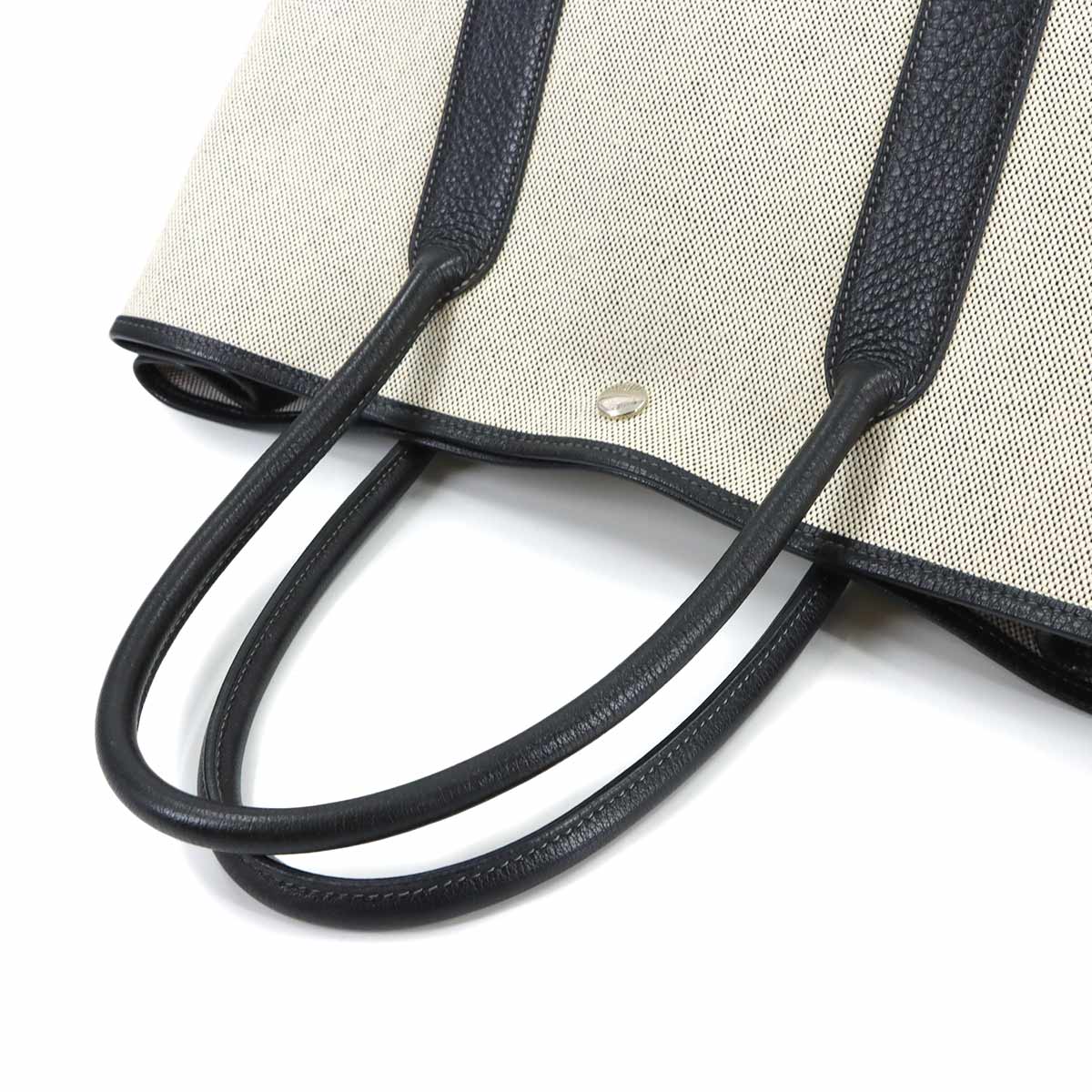 Garden Party PM Tote Bag Toile H Leather Black Gray