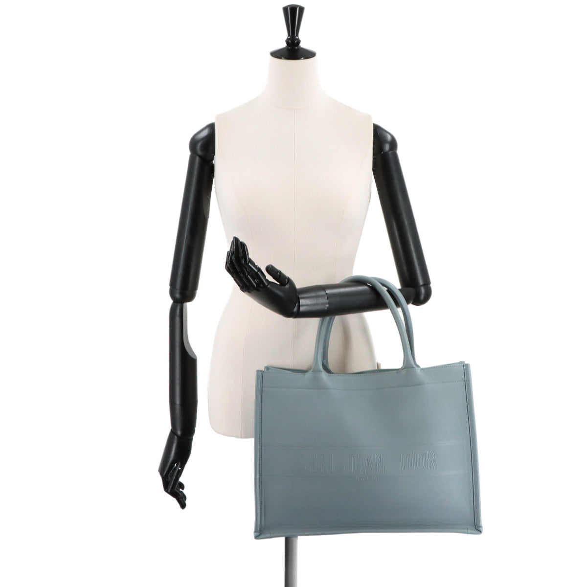 Book Tote Medium Bag Leather Gray M1296ZGSB Purse