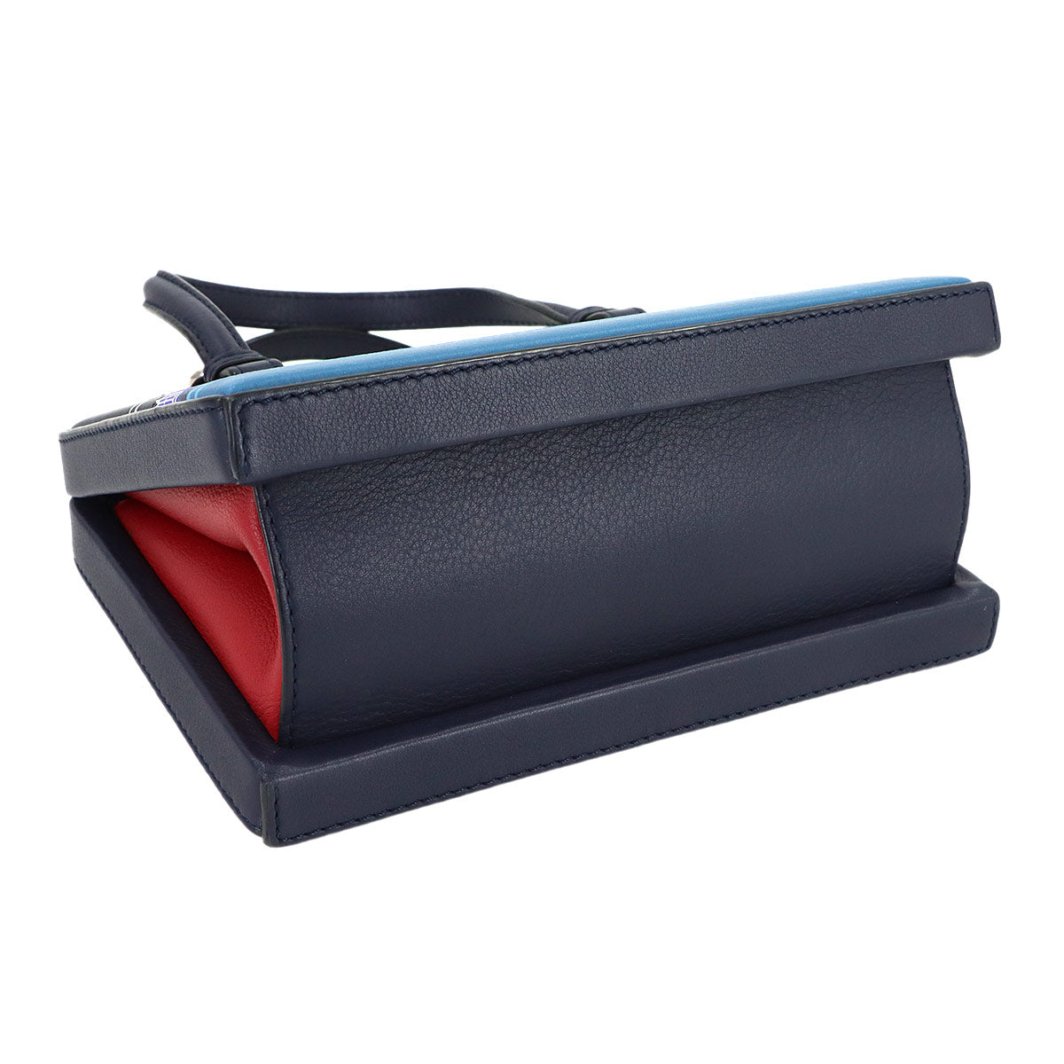 Postal Small City London 2way Hand Shoulder Bag Leather Navy