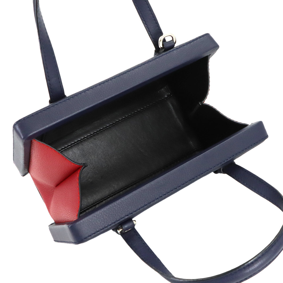 Postal Small City London 2way Hand Shoulder Bag Leather Navy