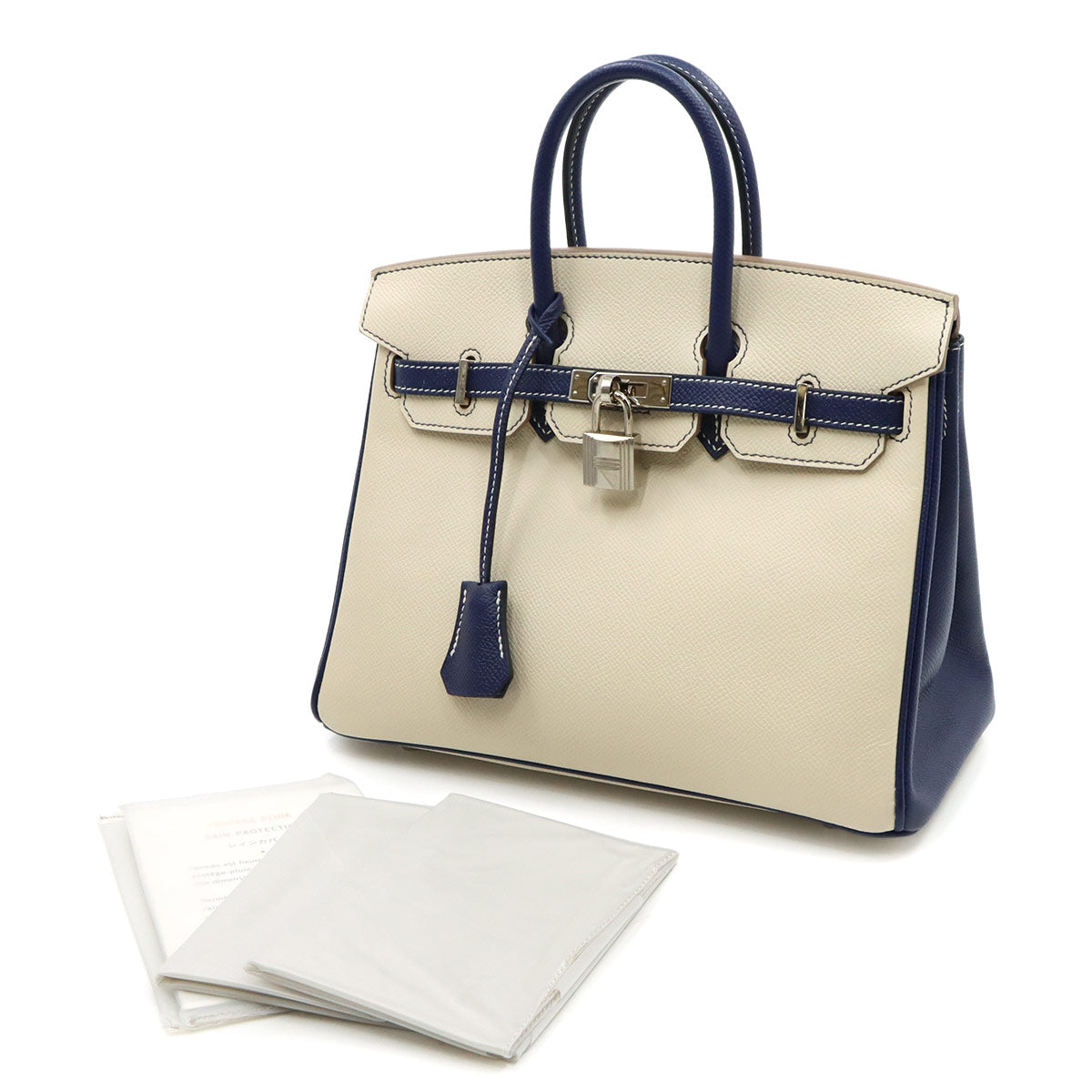 Birkin 25 Personal SPO Veau Epsom Craie Bleu Saphir Hand Bag