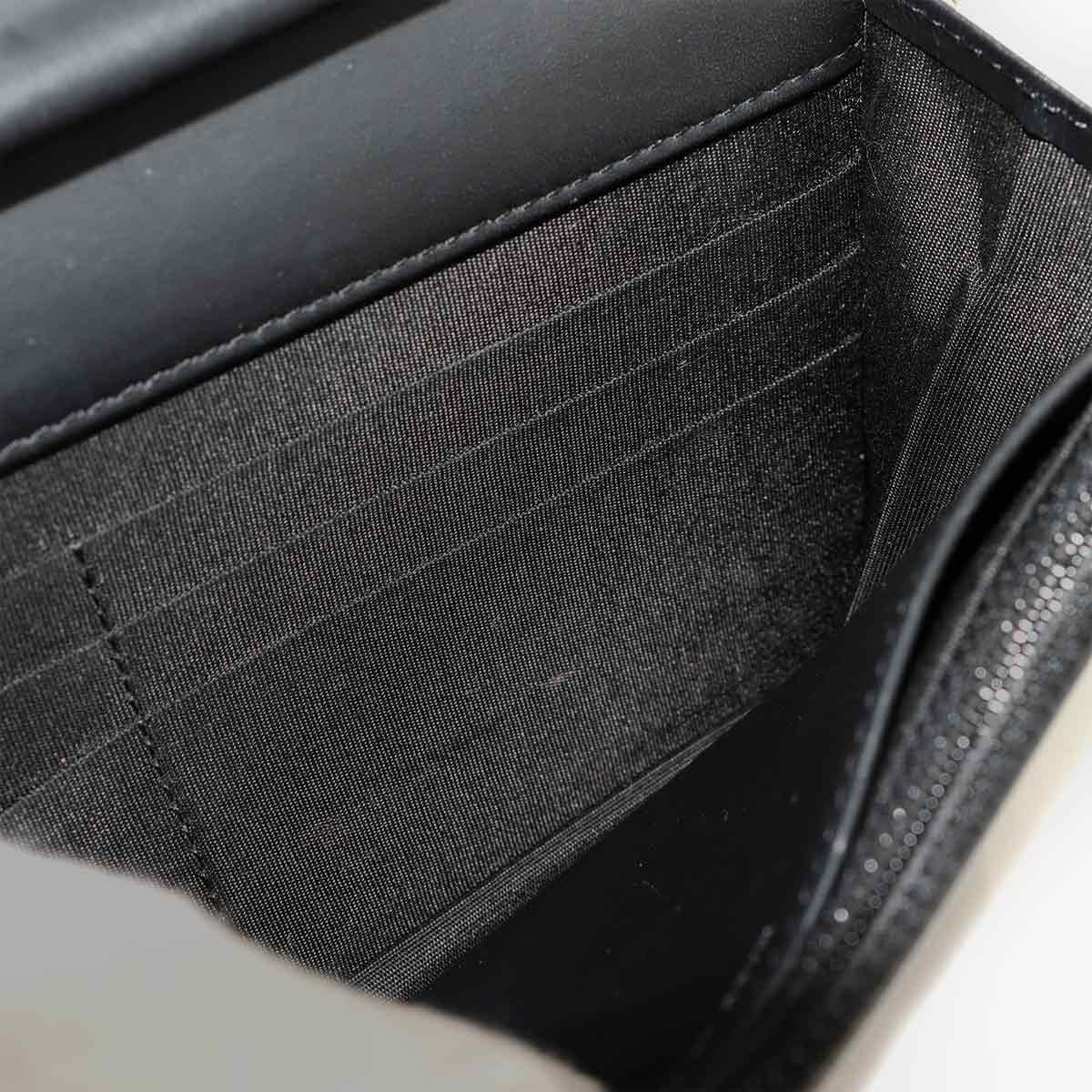 Chain Long Wallet Leather Black A48654 Coco Logos Purse