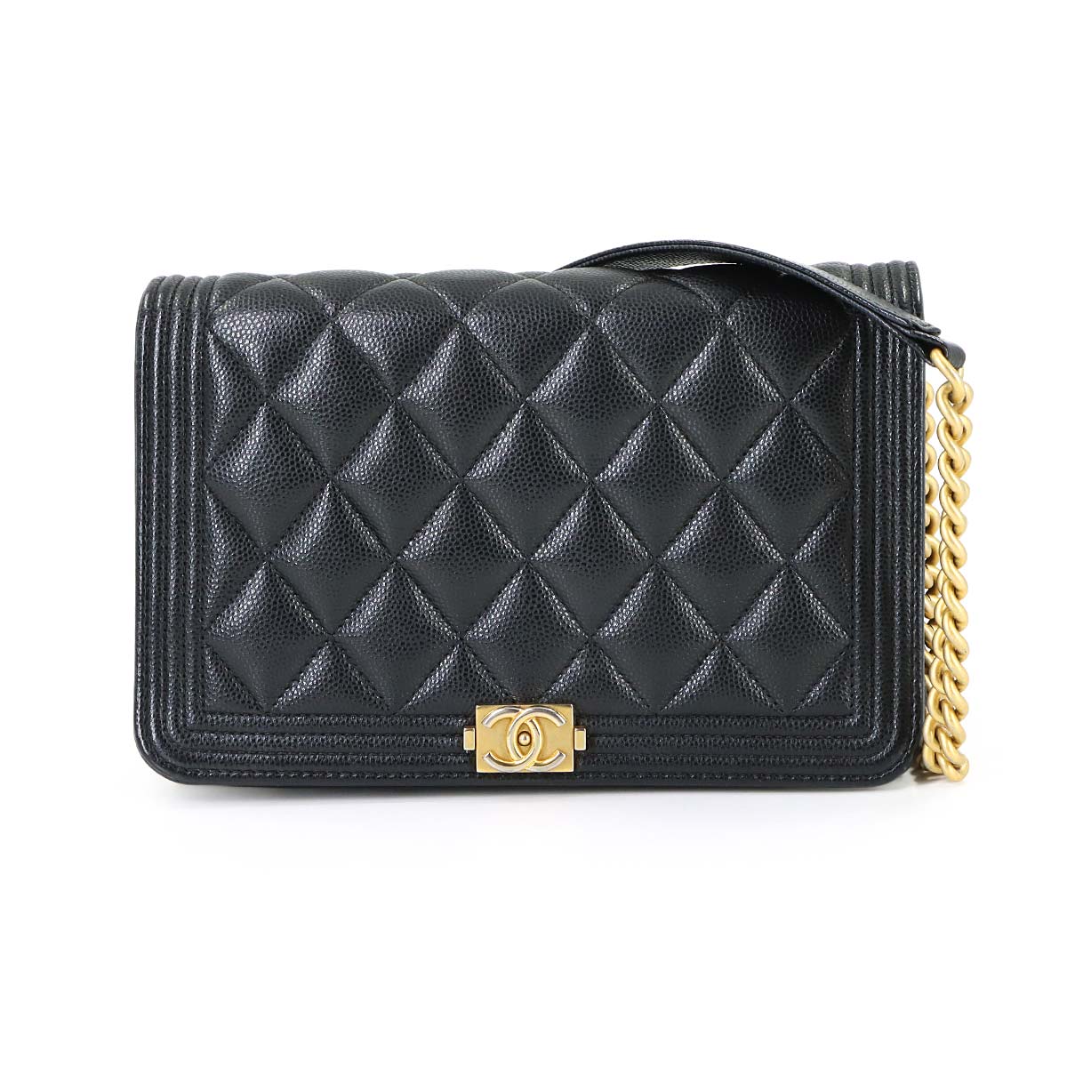 Boychanel Chain Wallet Leather Black AP1117 Purse