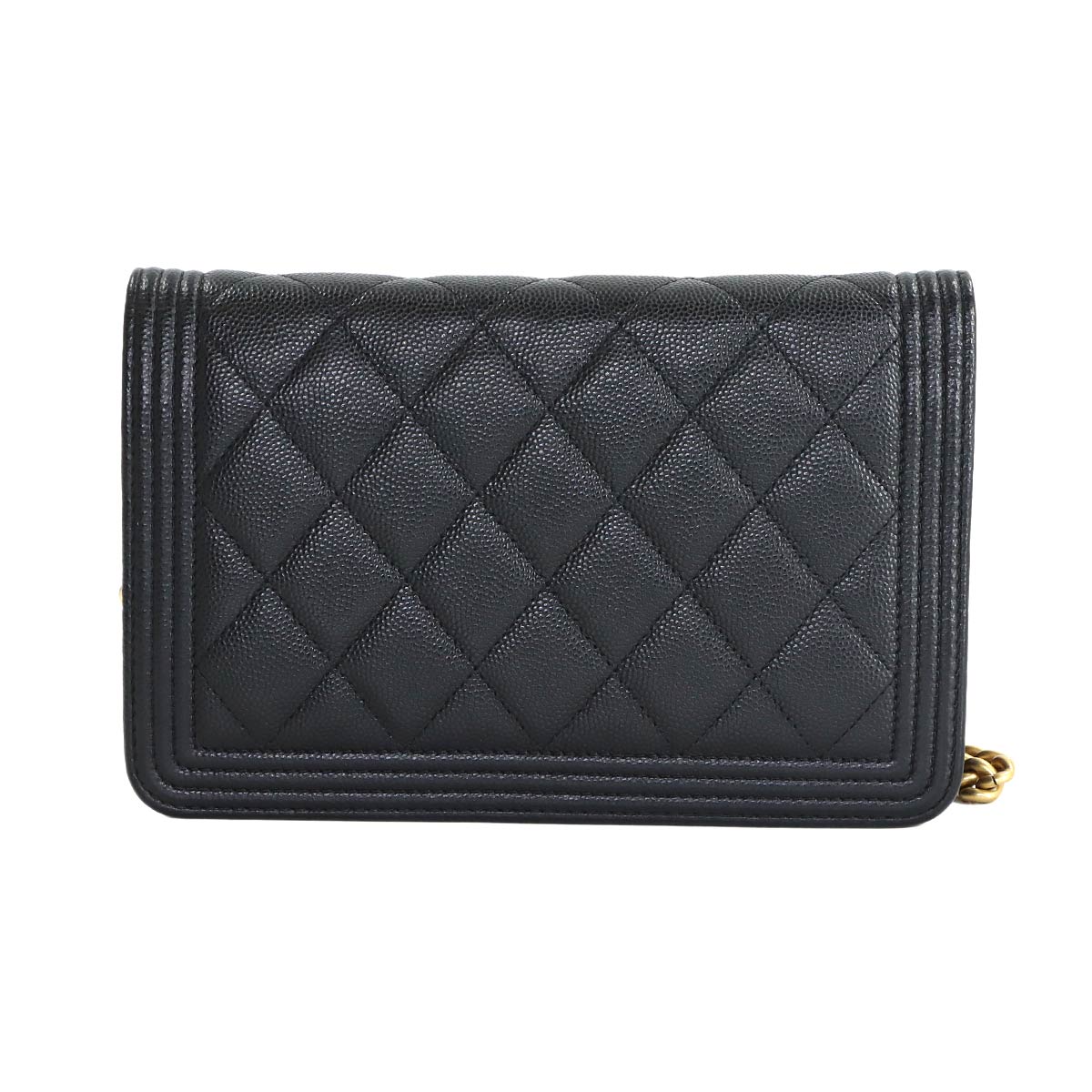Boychanel Chain Long Wallet Leather Black AP1117 Purse