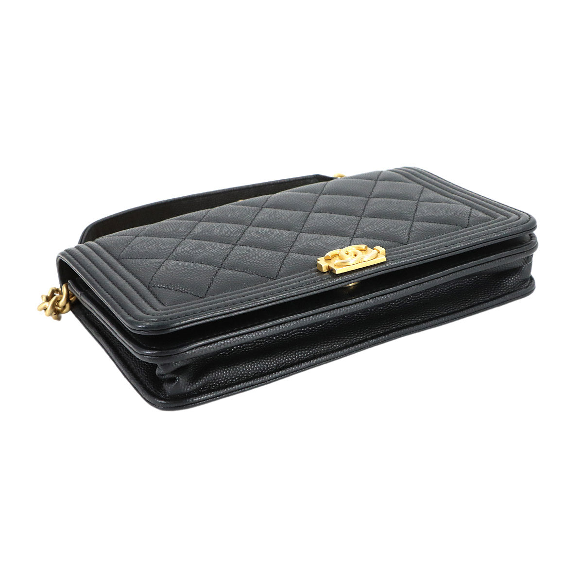 Boychanel Chain Long Wallet Leather Black AP1117 Purse