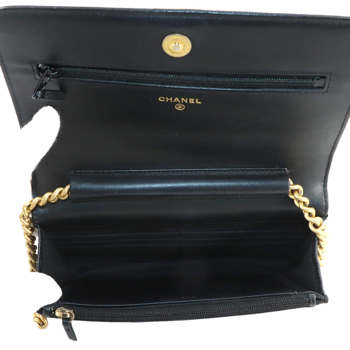 Boychanel Chain Long Wallet Leather Black AP1117 Purse