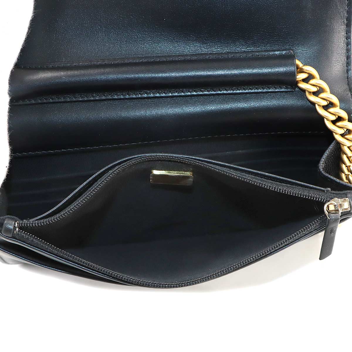 Boychanel Chain Long Wallet Leather Black AP1117 Purse
