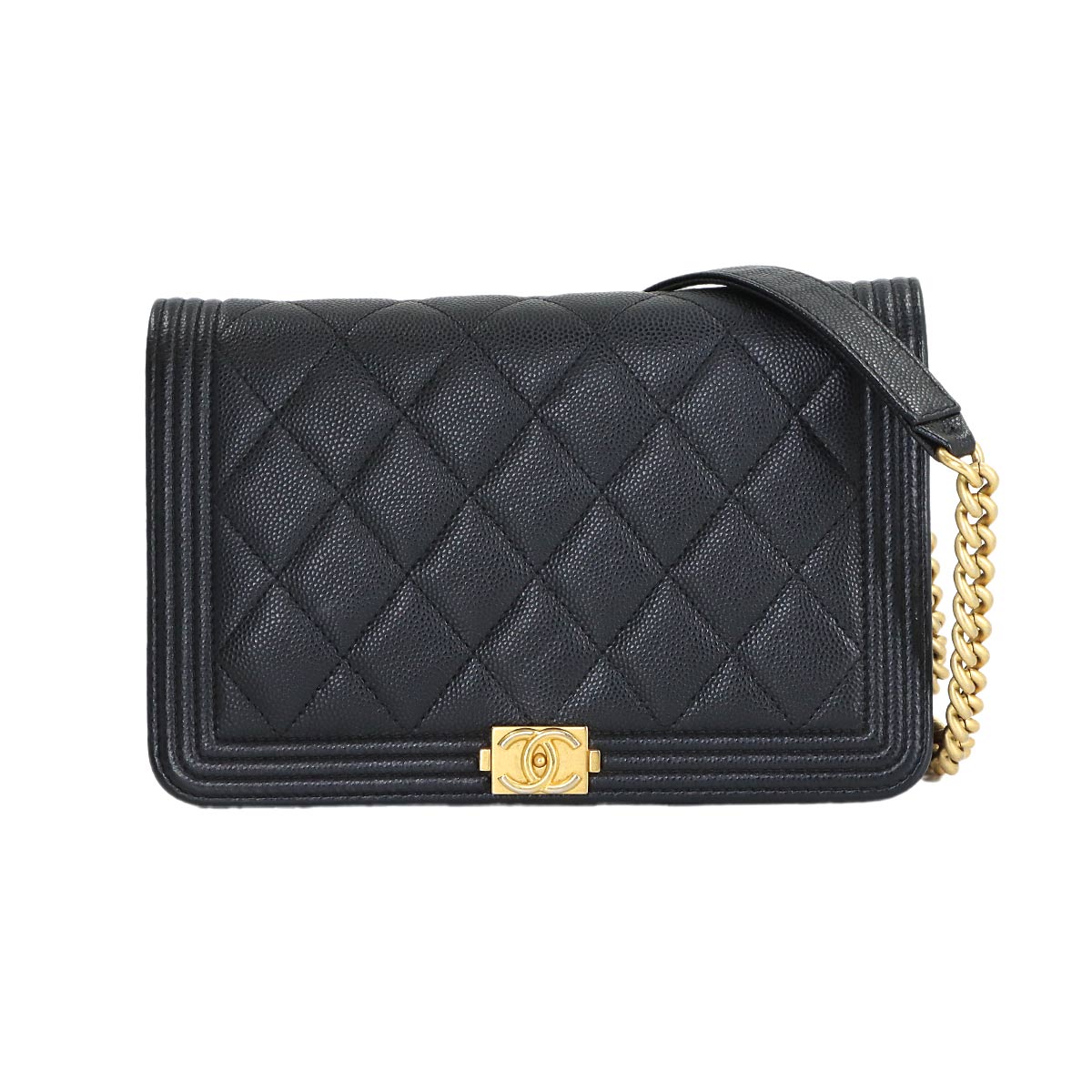 Boychanel Chain Long Wallet Leather Black AP1117 Purse