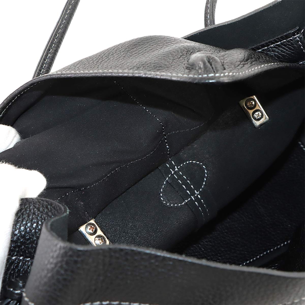 Restyled D Bag Tote Bag Leather Black Purse Stitch