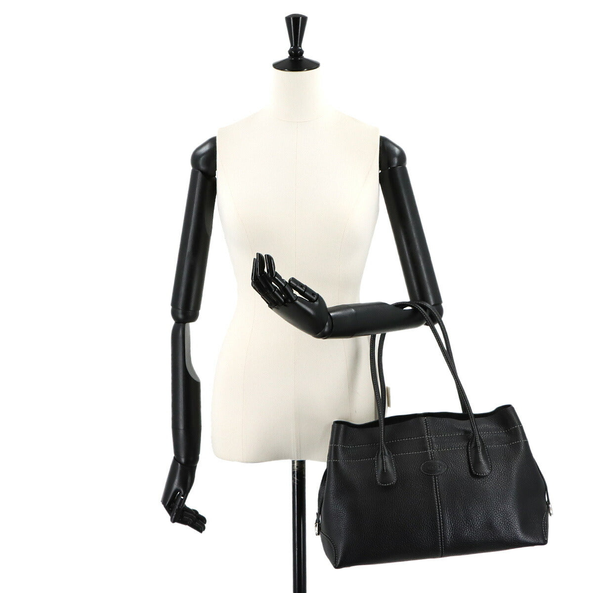 Restyled D Bag Tote Bag Leather Black Purse Stitch