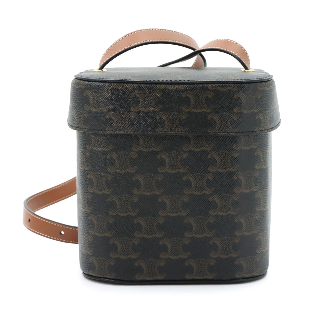 Medium Box Cuir Triomphe Shoulder Bag PVC Leather Tan Brown