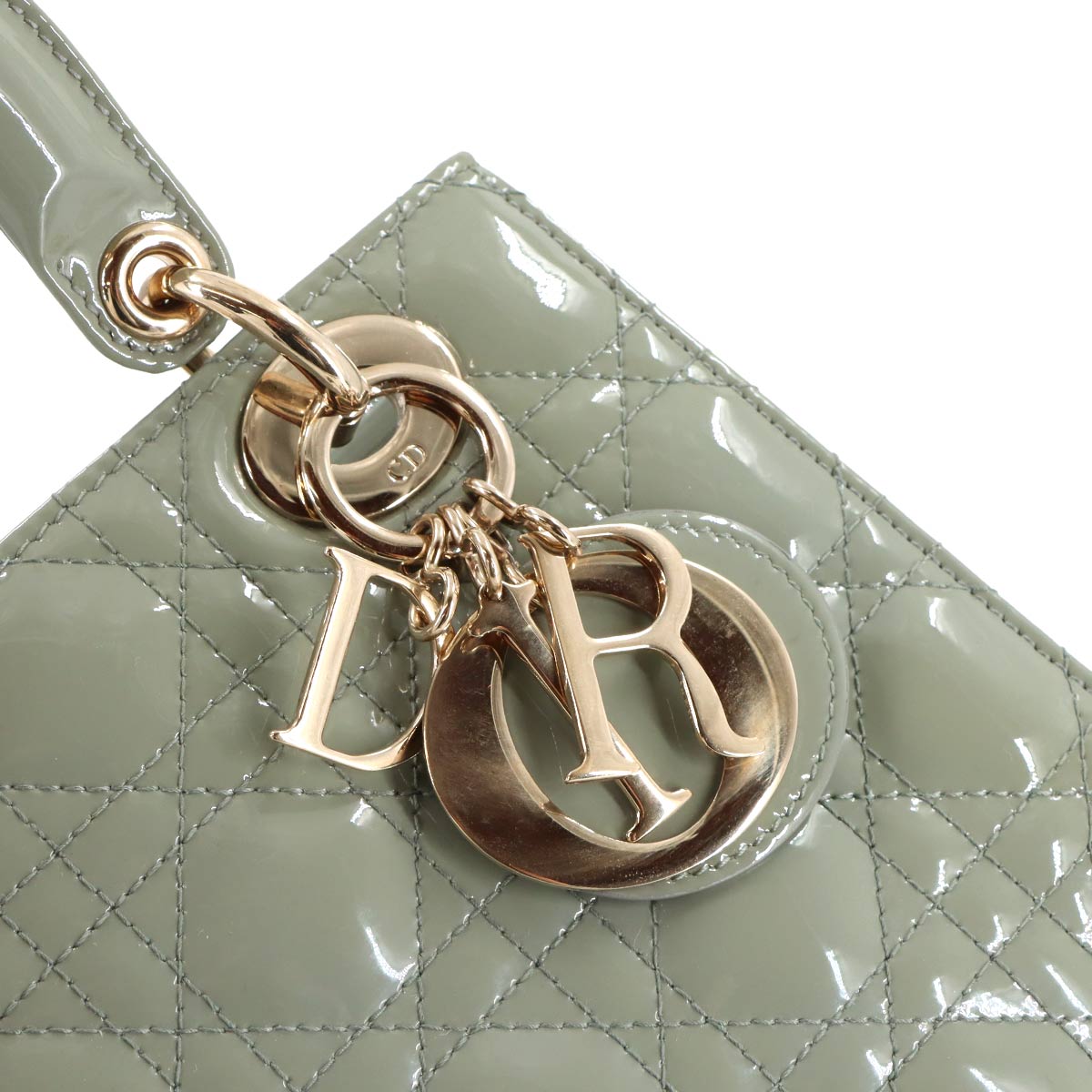 Lady Dior Small Hand Shoulder Bag Patent leather Green