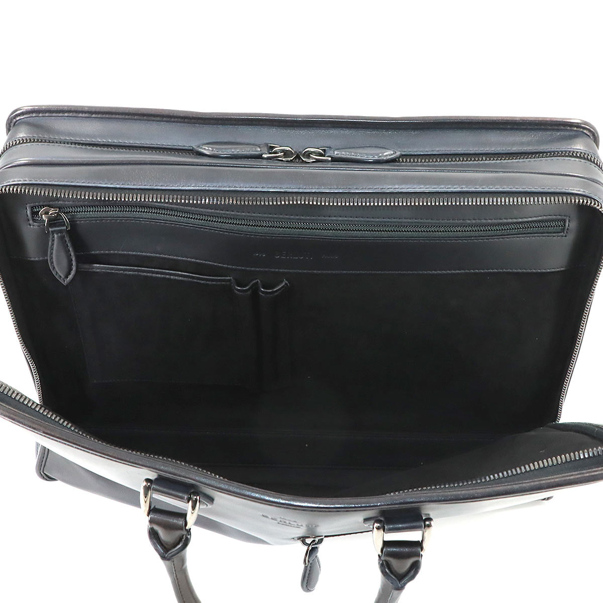 Deux jour Briefcase Business Bag Venezia Leather Navy