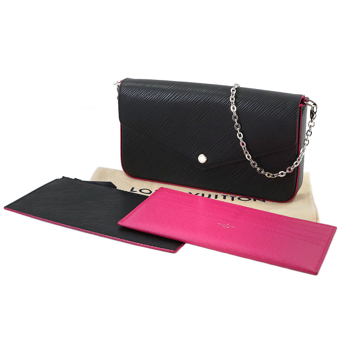 Epi Pochette Felice Chain Wallet Leather Black M64579