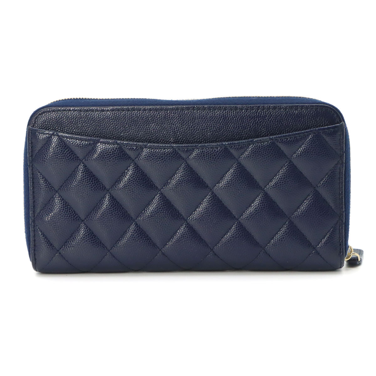 Matelasse Classic Long Zipped Wallet Leather Navy A50097