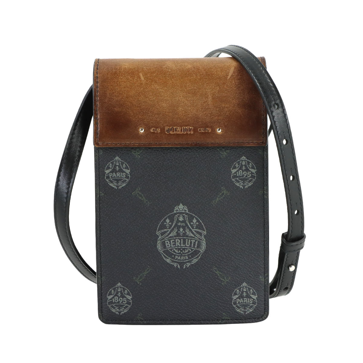 Traveler Phone Pouch Shoulder Bag PVC Leather Black Brown