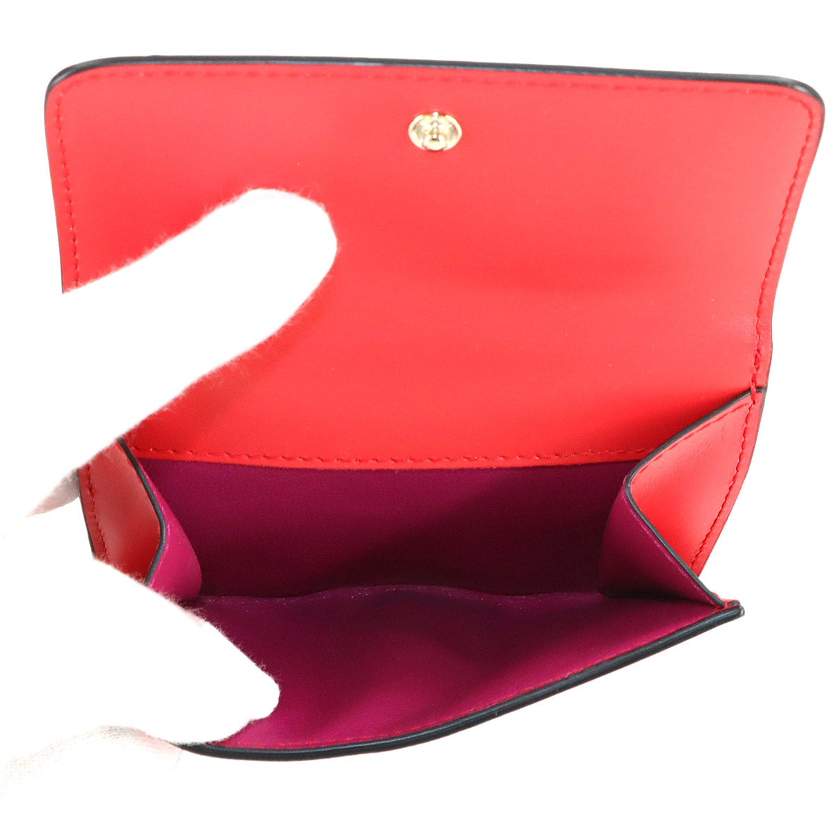 Serpenti Forever Compact Wallet Leather Red Purse