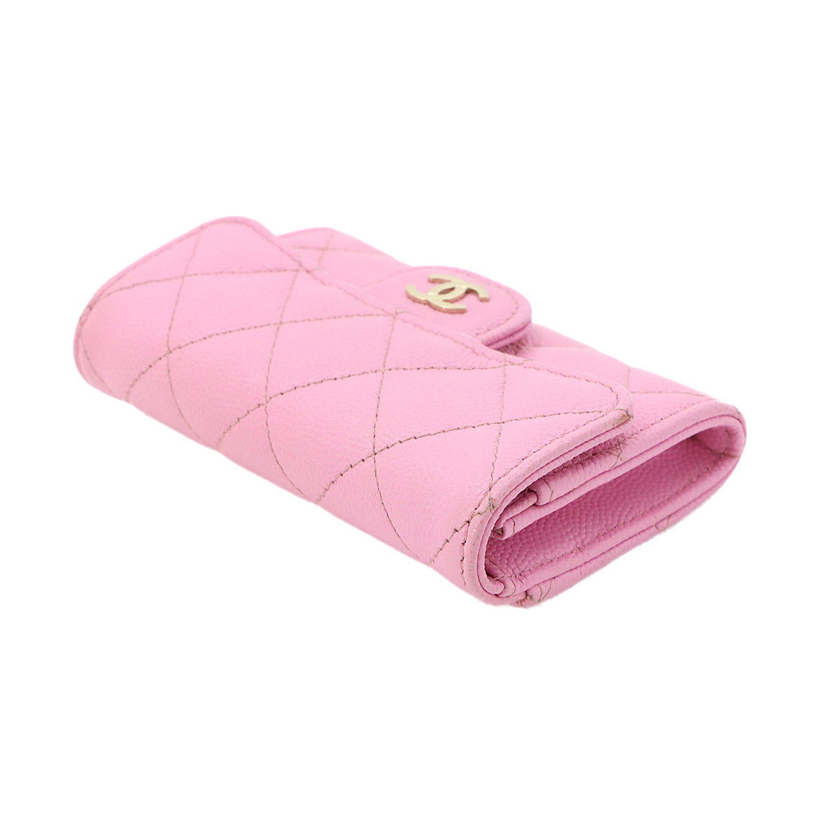 Matelasse Card Case Leather Pink AP0214 Accessory