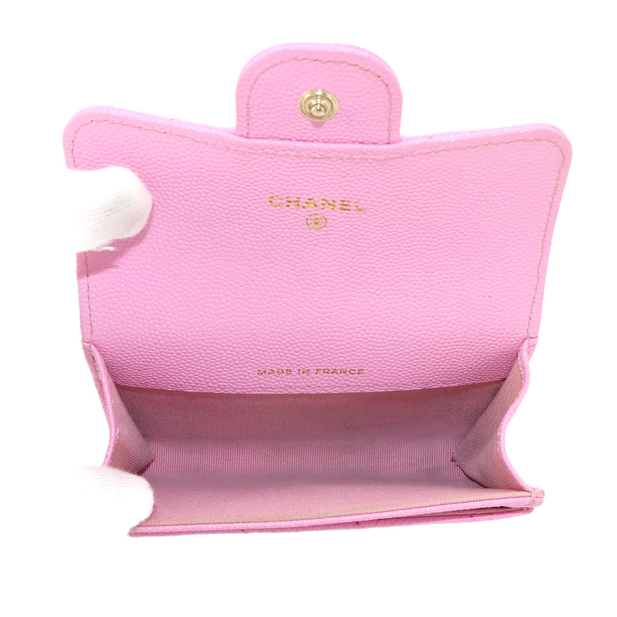 Matelasse Card Case Leather Pink AP0214 Accessory