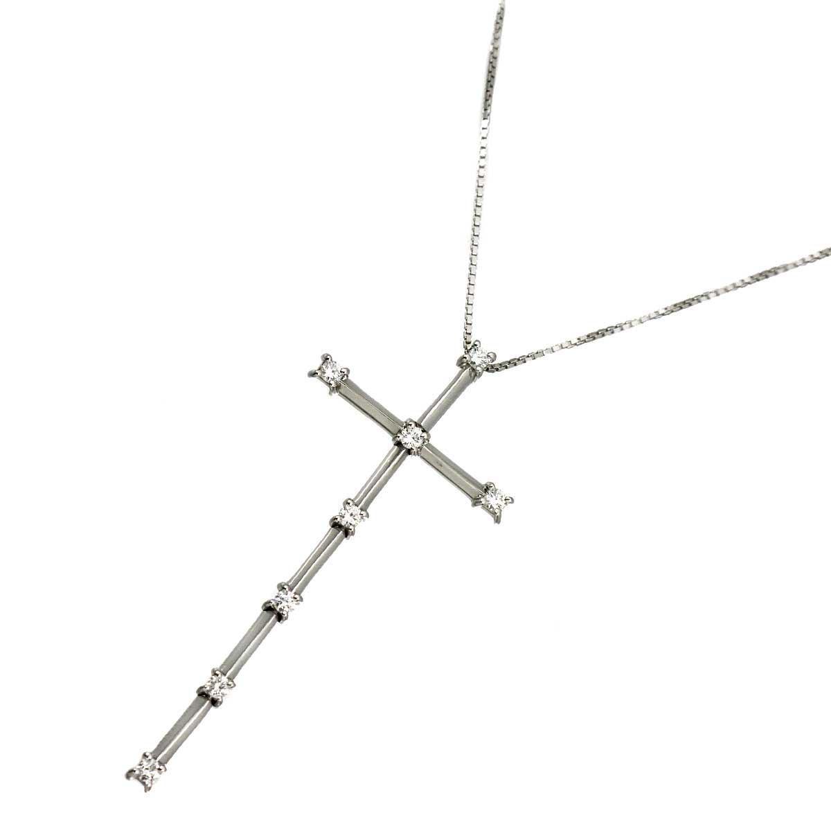 FRAMMENTI cross Diamond Necklace 18K WG 750