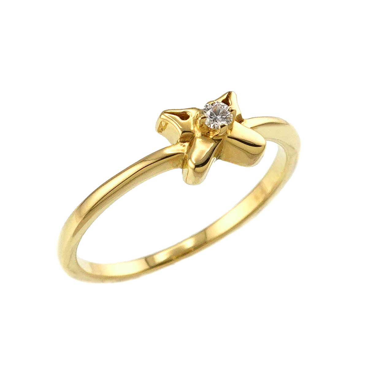Diamond Ring 18K YG 750 Size4.75-5(US)