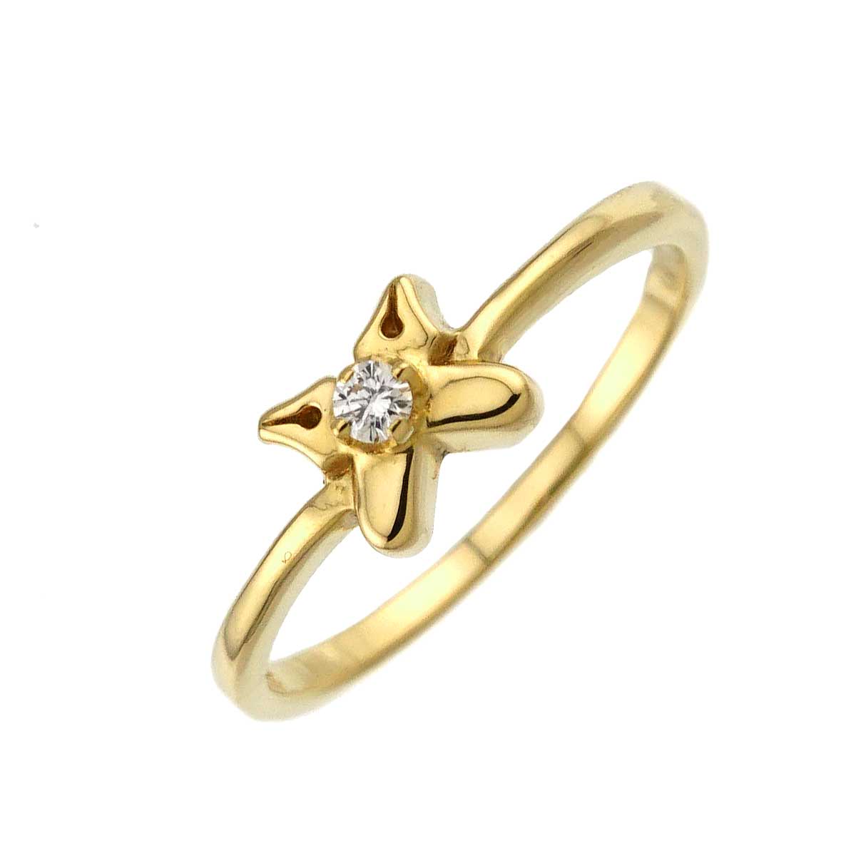 Diamond Ring 18K YG 750 Size4.75-5(US)