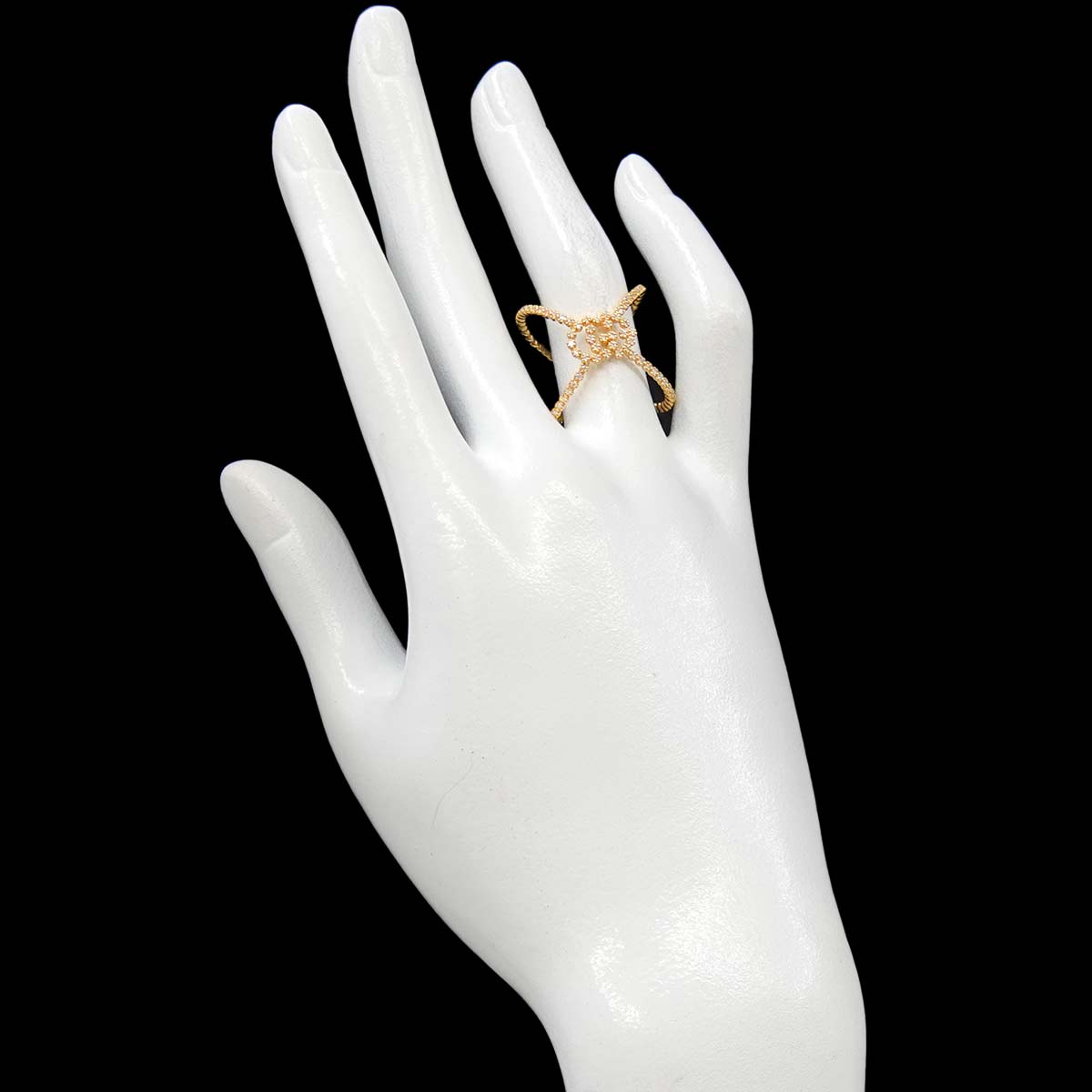 Diamond Ring 18K Yellow Gold 750 Size15 7.5(US)