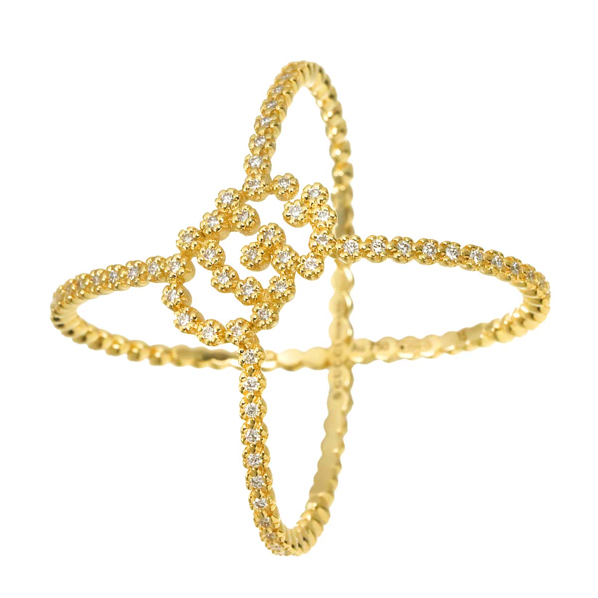 Diamond Ring 18K Yellow Gold 750 Size15 7.5(US)