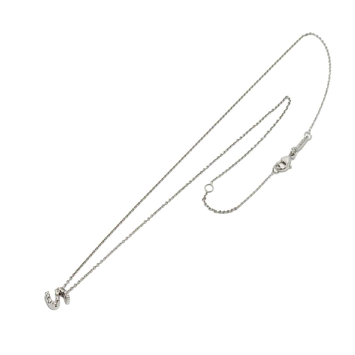 Diamond 0.04ct Initial S Necklace 18K White Gold 750