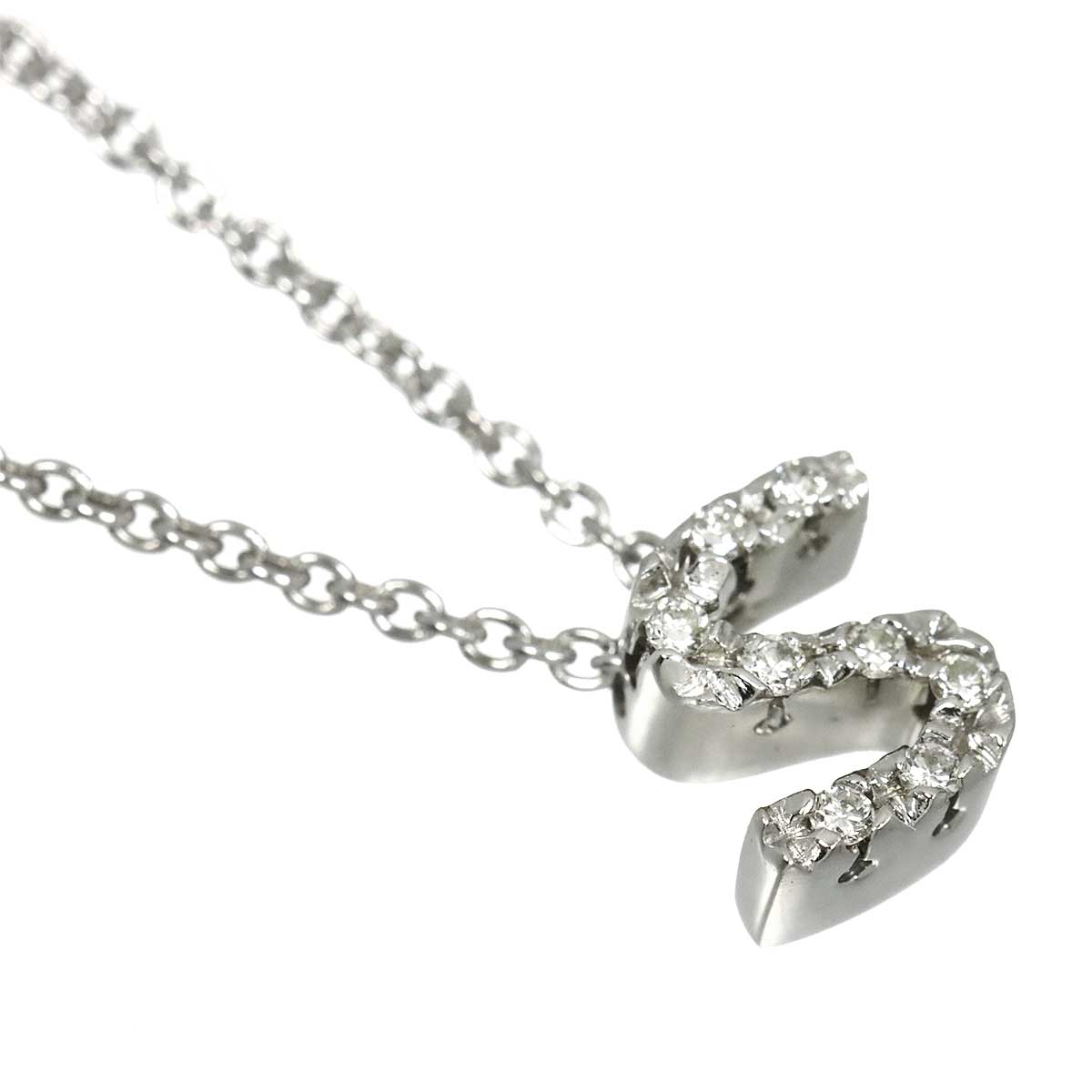 Diamond 0.04ct Initial S Necklace 18K White Gold 750