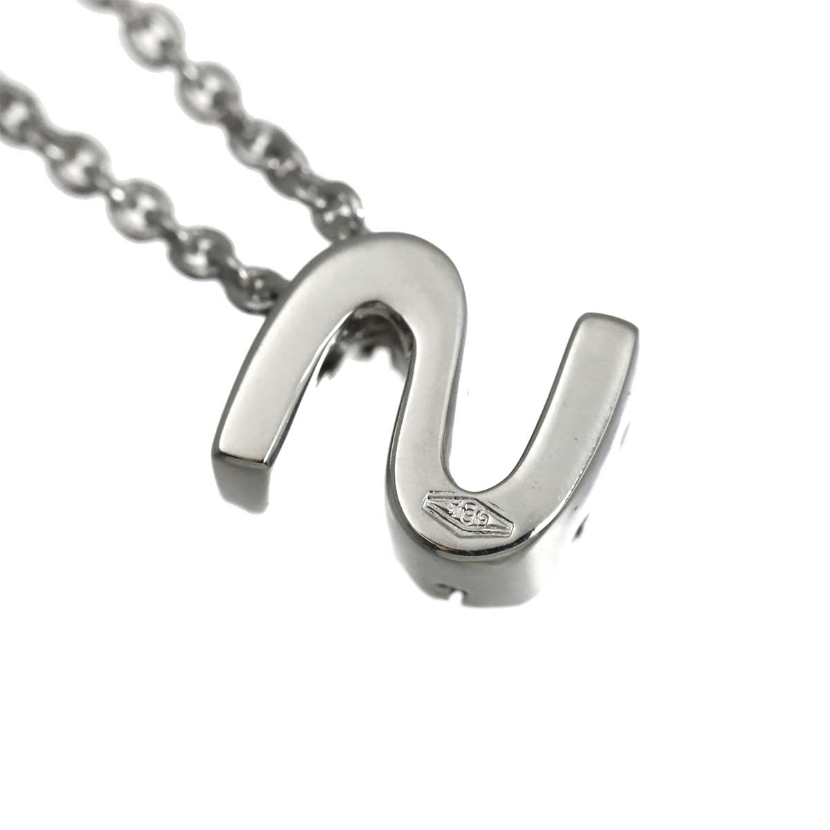 Diamond 0.04ct Initial S Necklace 18K White Gold 750