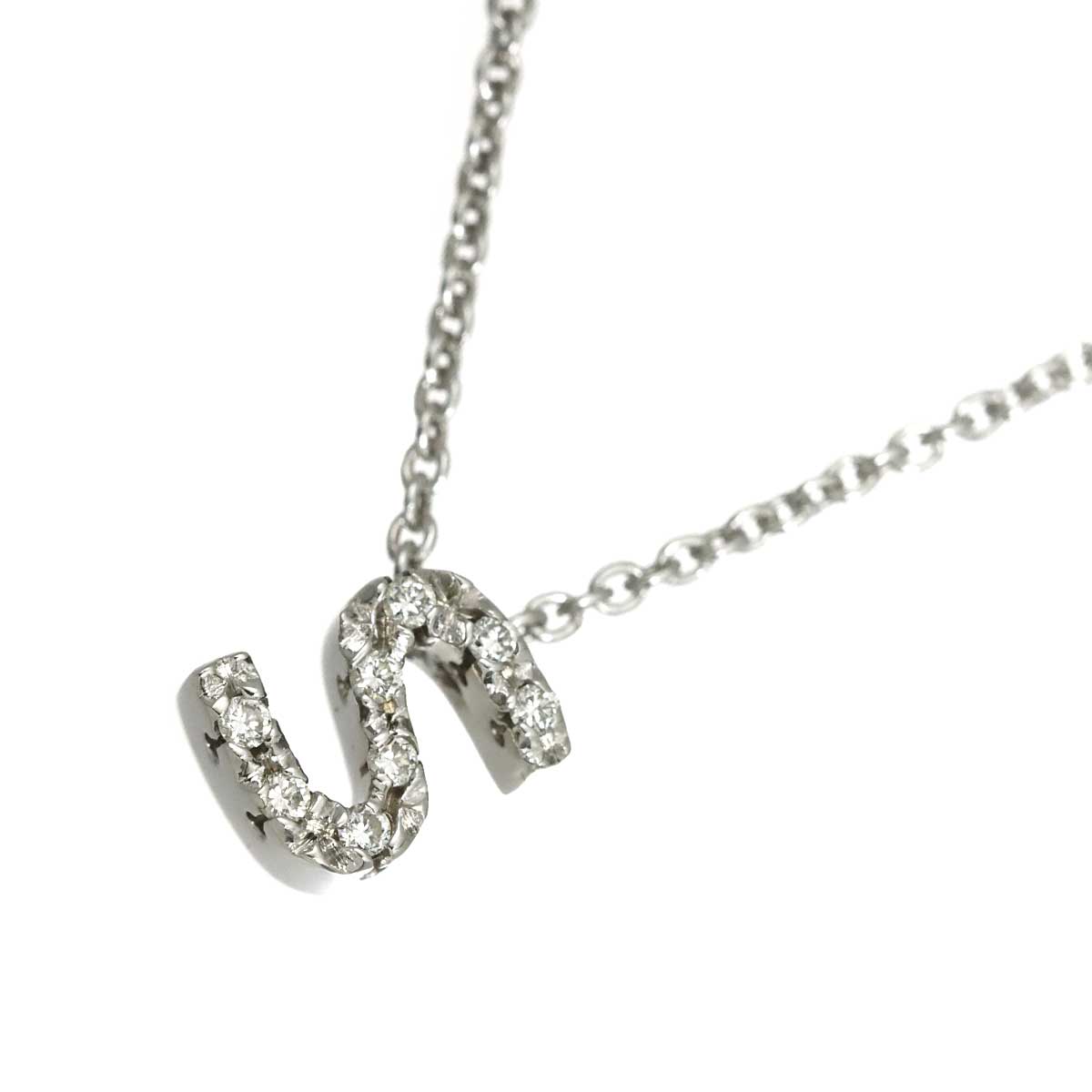 Diamond 0.04ct Initial S Necklace 18K White Gold 750