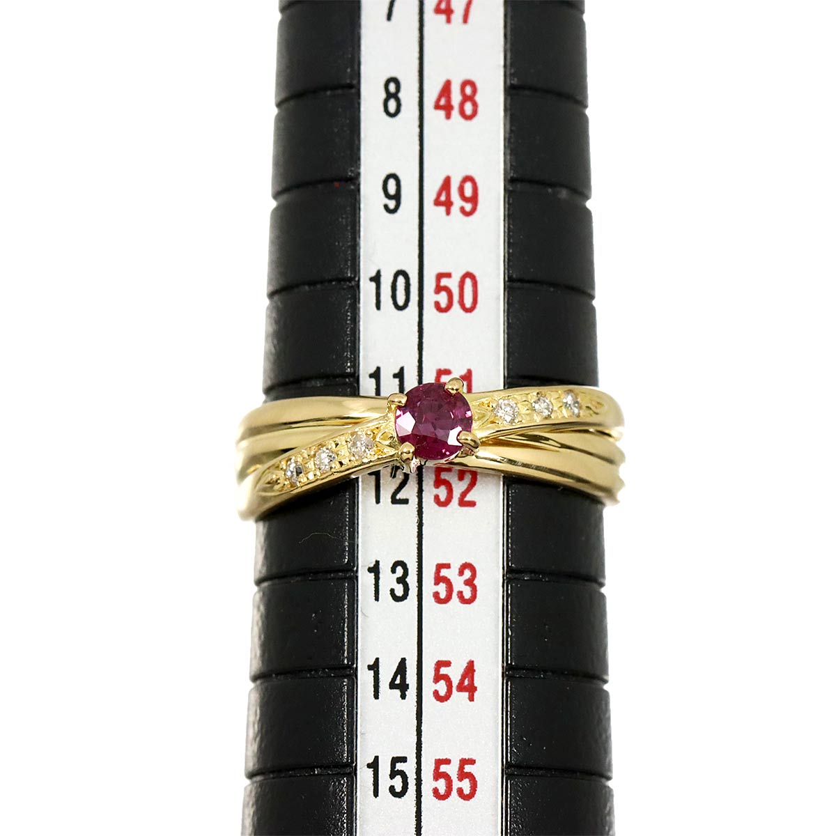 Ruby Diamond 0.06ct Ring 18K YG 750 Size6(US)