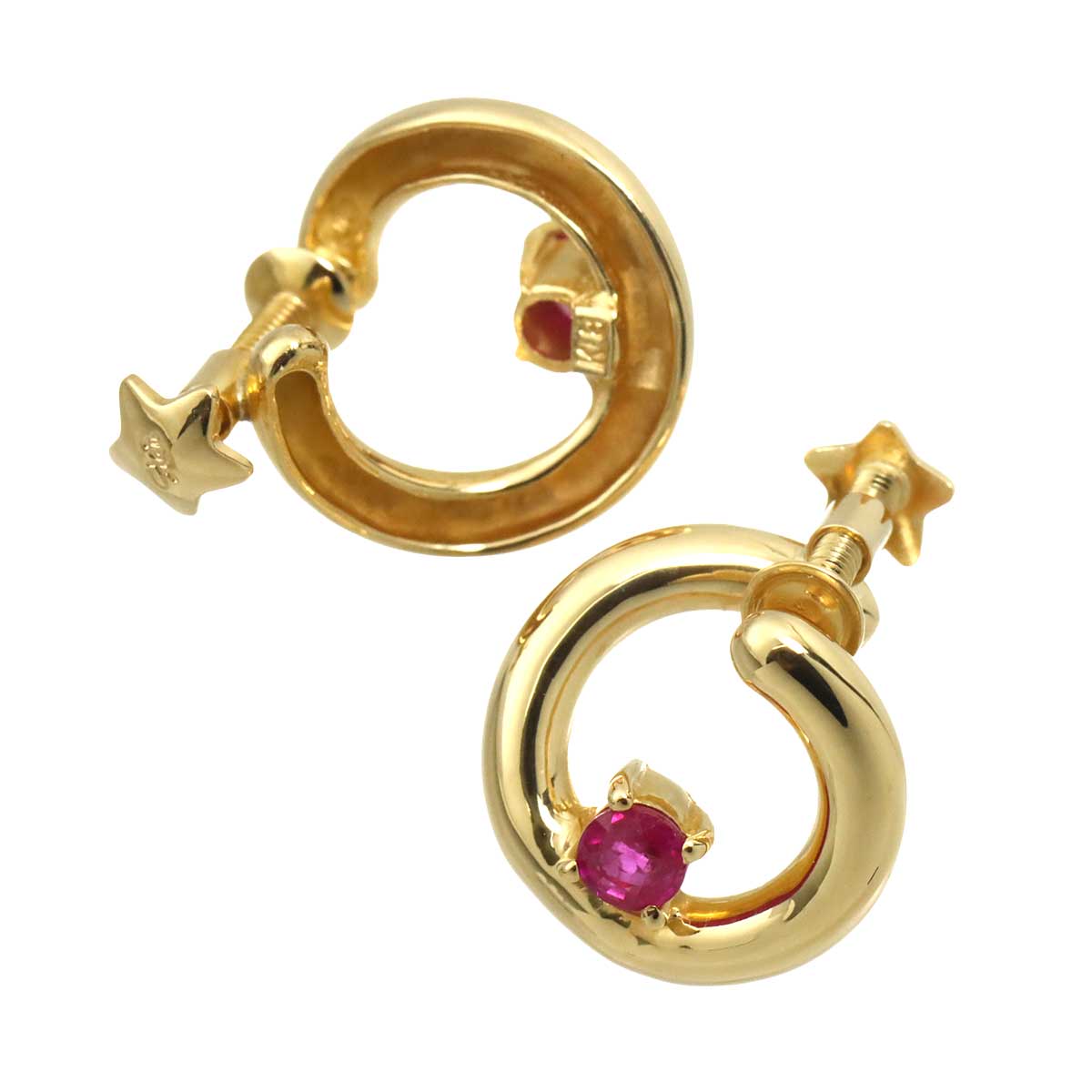 Ruby Earrings 18K YG 750