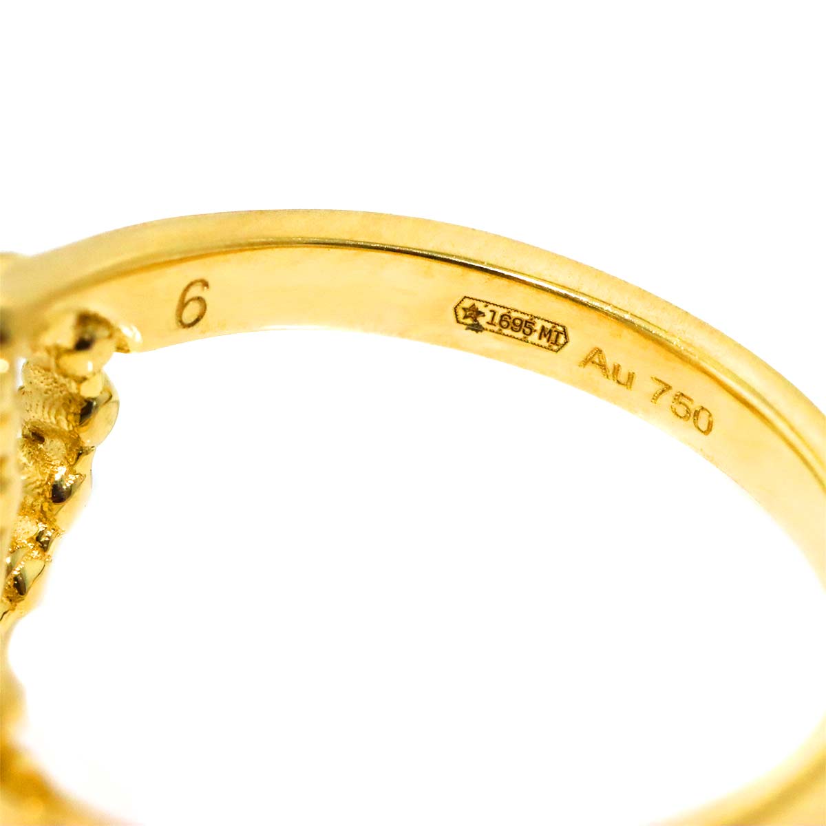 GG Running Diamond Ring 18K Yellow Gold 750 Size6 3.75(US)